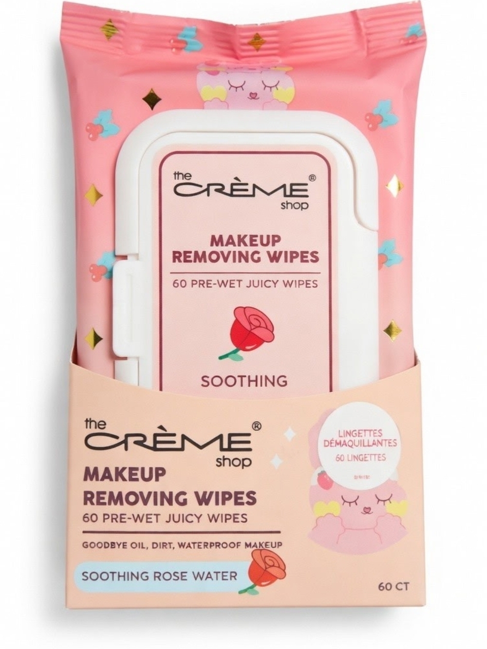 The Crème Shop Soothing Rose Water Makeup Removing Wipes - Pink